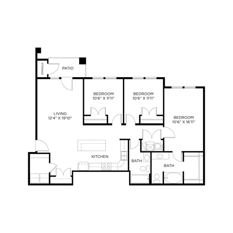 a floor plan of a home with bedrooms and baths